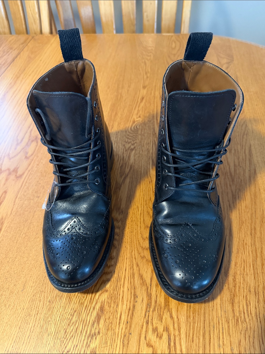 Grenson Black Leather Brogue Ankle Boots